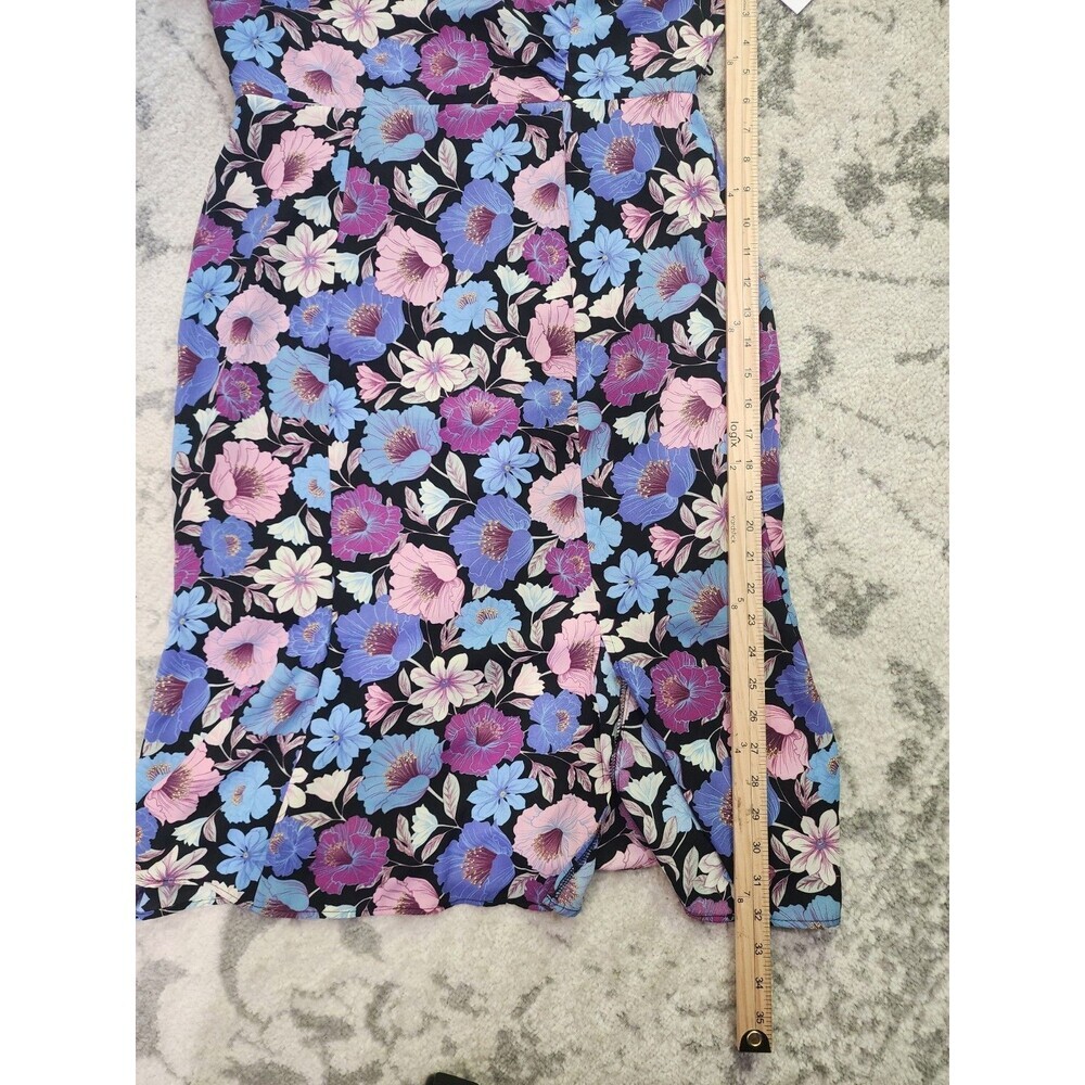 NWT Nicole Miller Floral Black Pink Blue White Fit/Flare Dress Size M Lined - Picture 4 of 11